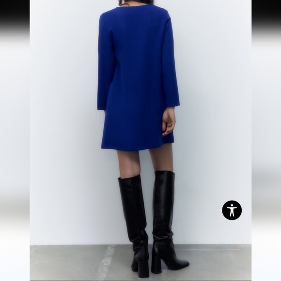 NWT WOMENS BLUE ZARA MINI DRESS WITH SILVER SHOULDER BUTTONS SIZS XS..RUNS BIG - Picture 5 of 10